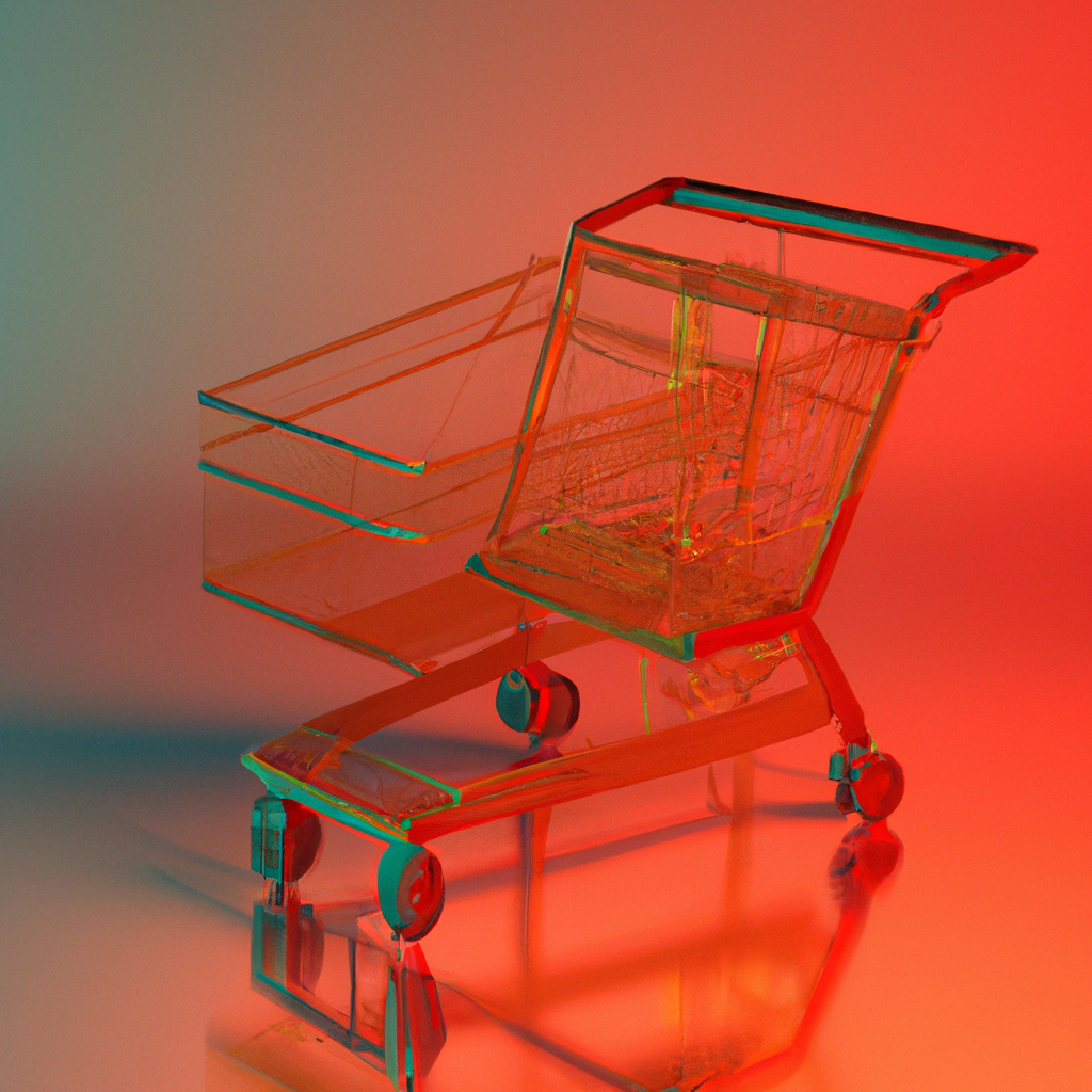 Empty cart 3D minimal illustration in pastel with glassmorphism